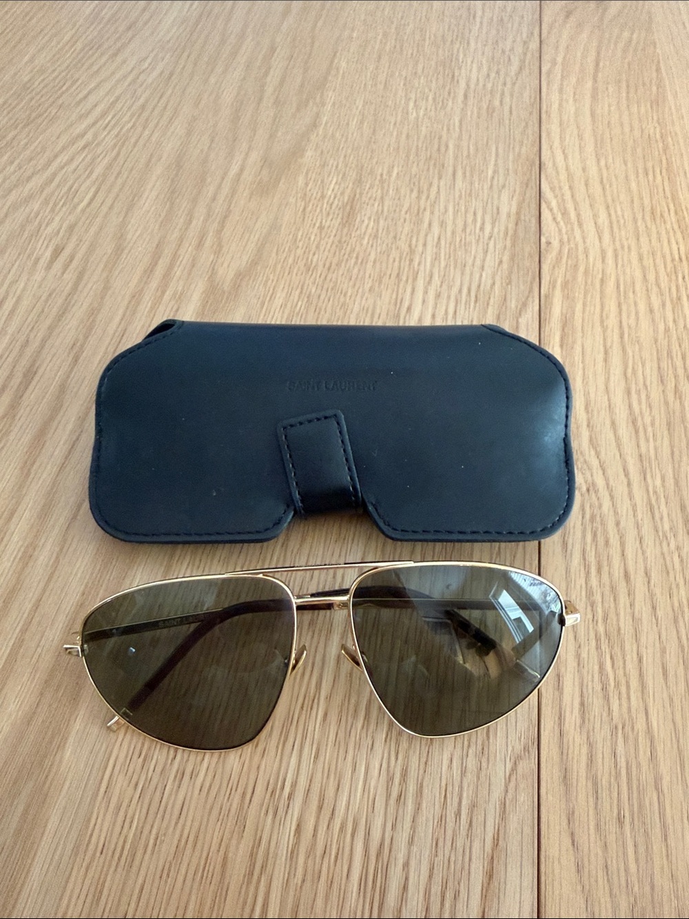 Authentic saint laurent aviator sunglasses with case